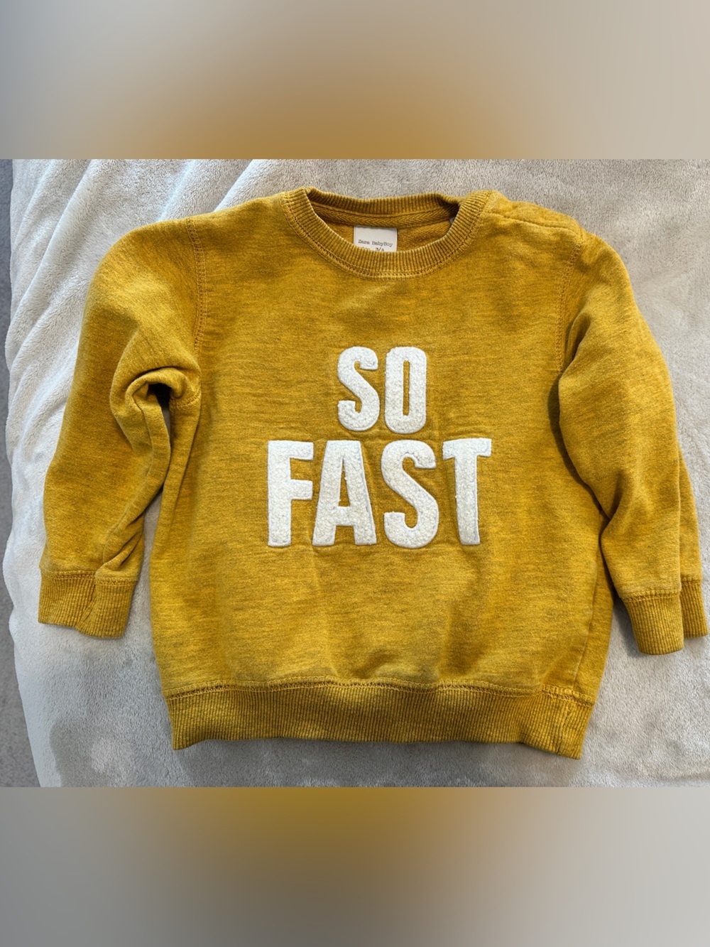 Zara ‘So Fast’ Mustard Yellow Crewneck Sweater Size 2/3